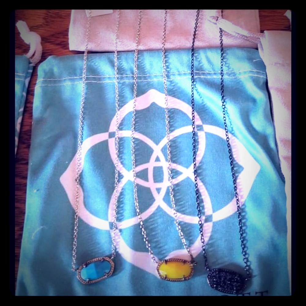 Kendra Scott Elisa pendants. One is turquiose othe